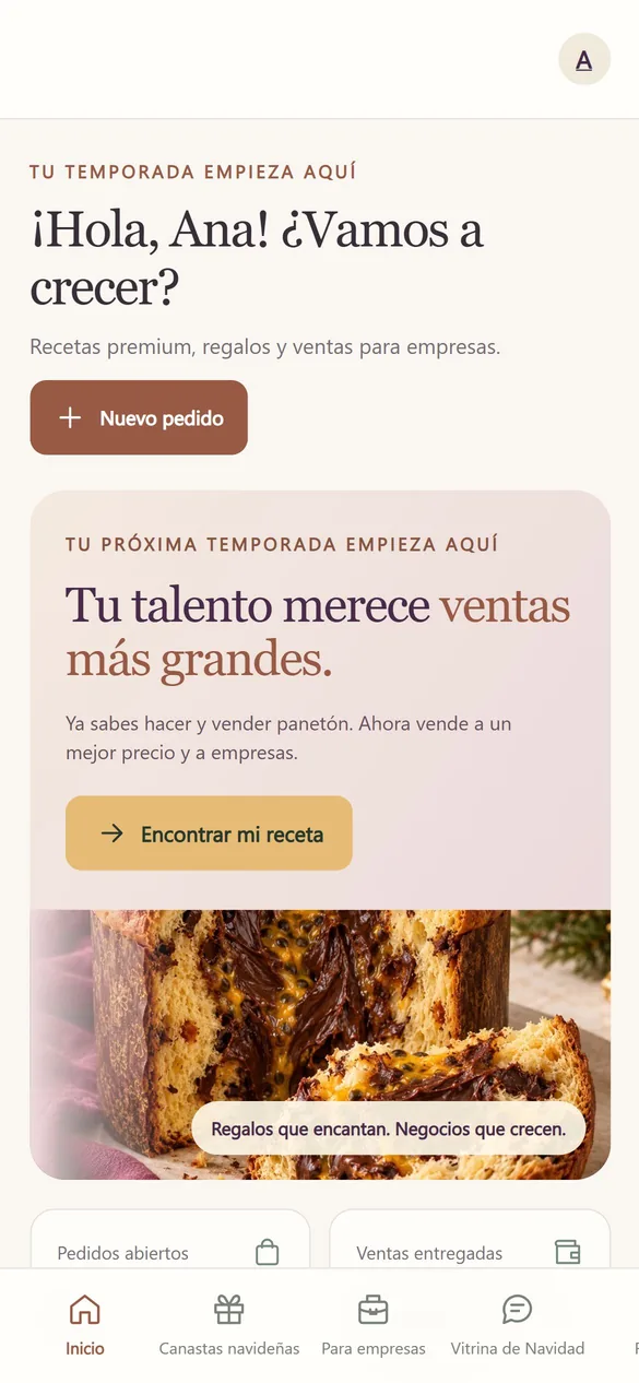 Pantalla del Panetón Business Studio