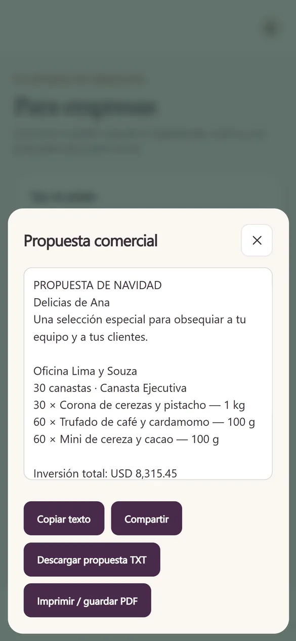 Pantalla real: propuesta comercial lista