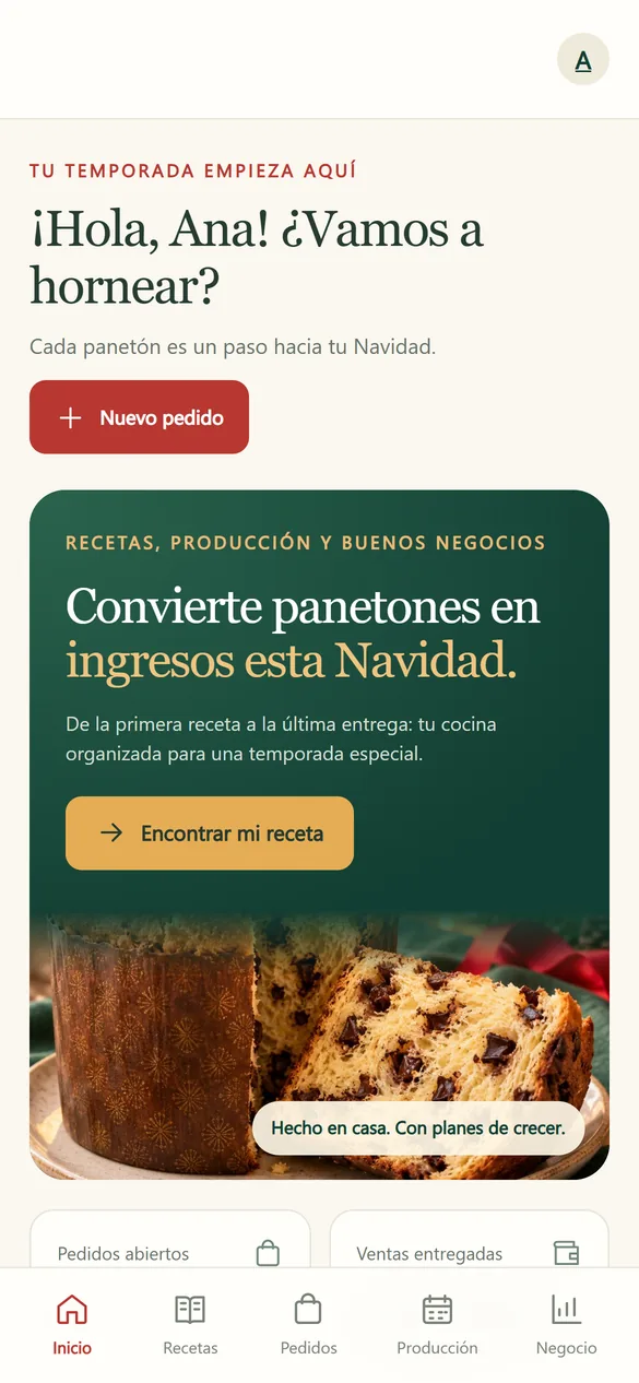 Pantalla del Panetón Chef Studio